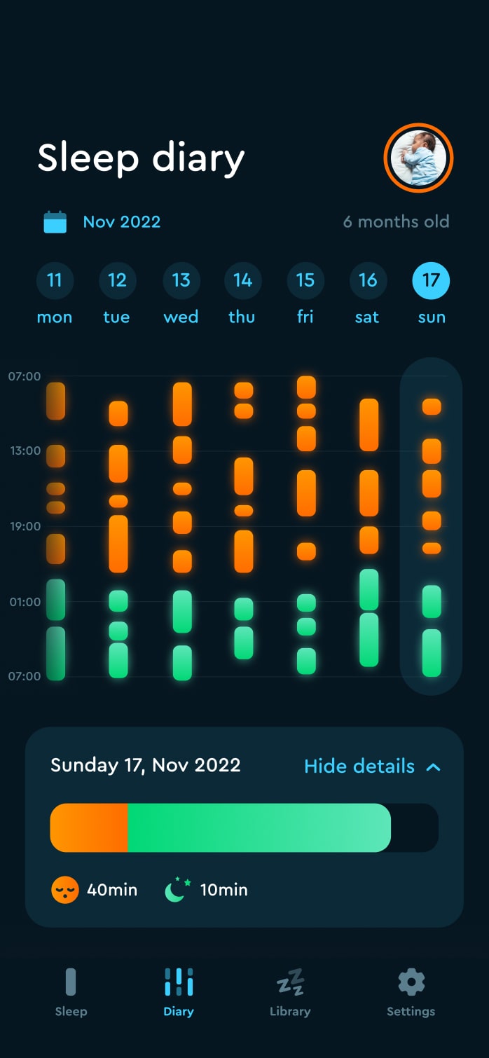 Sleep diary mockup
