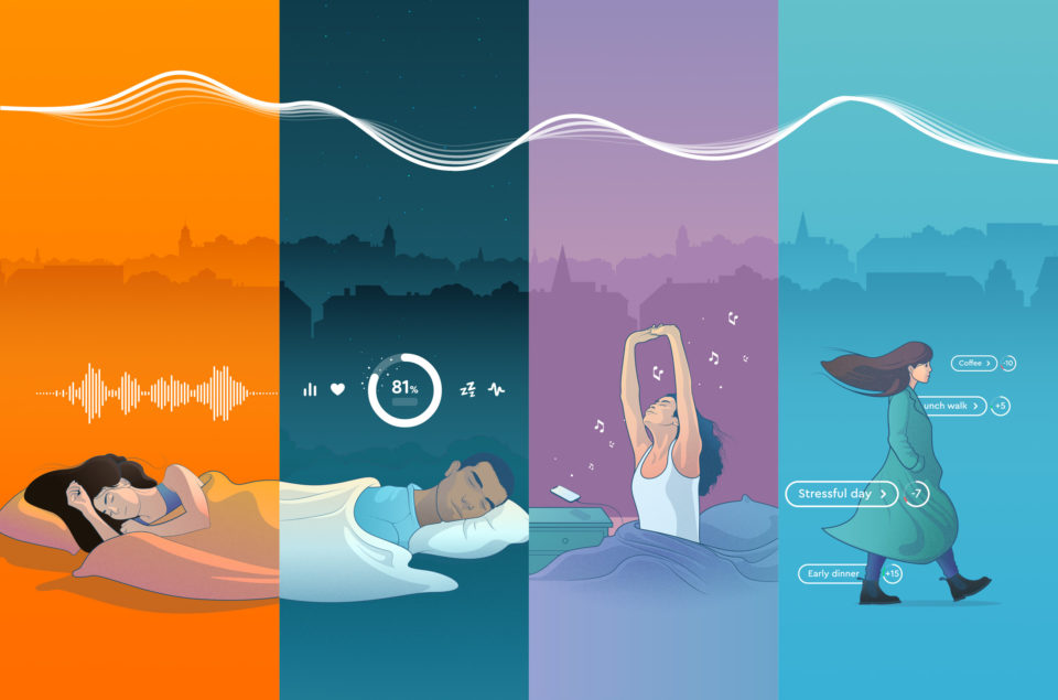 visual representing some features of the Sleep Cycle app